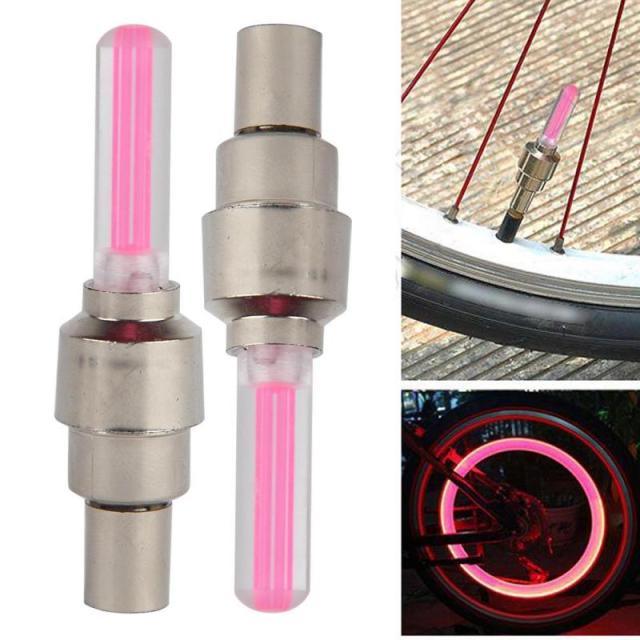 2PC Wheel LED Light Bike Light Tire Valve Cap Decorative Tire Flash Spoke Neon Lamp Bicycle Light Colorful Wheel Light For Mountain City Foldable Bike Front And Rear Wheel Wheel Light Tire