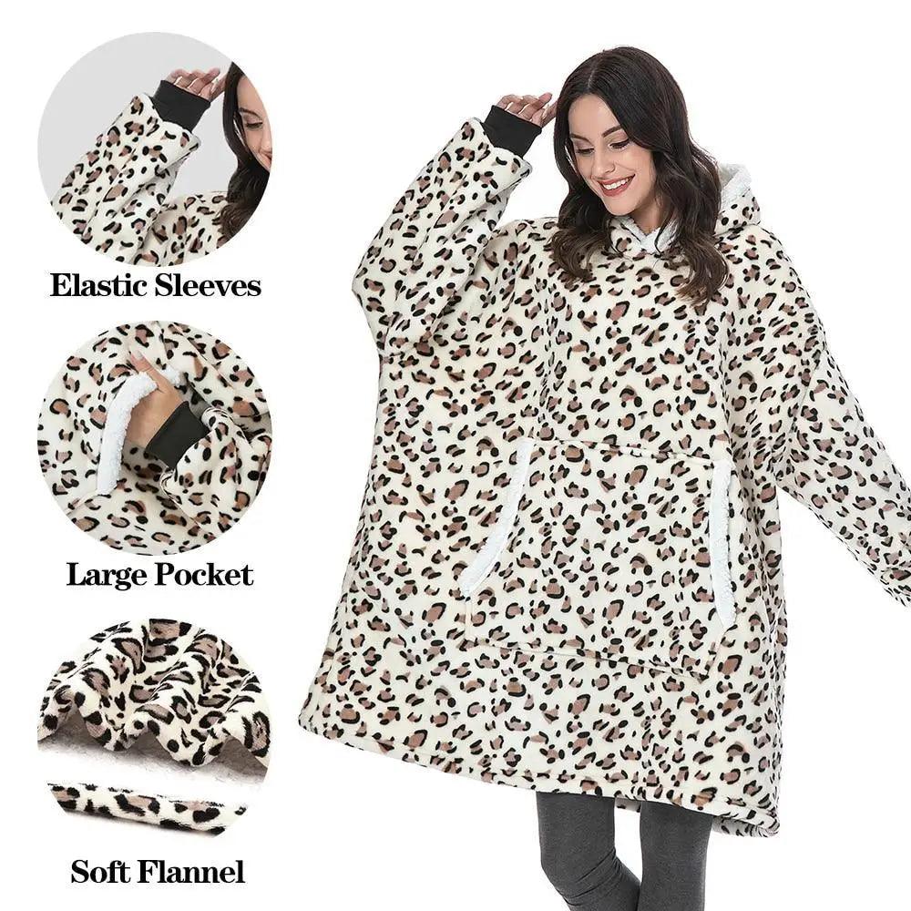 Winter Oversized Wearable Blanket Women Hoodies Sweatshirt TV Blanket With Sleeves Pullover Warm Soft Unisex Hoody Comfortable Sweatshirts For Autumn
